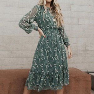 Bohme Eve Mock Neck Dress Teal - Large